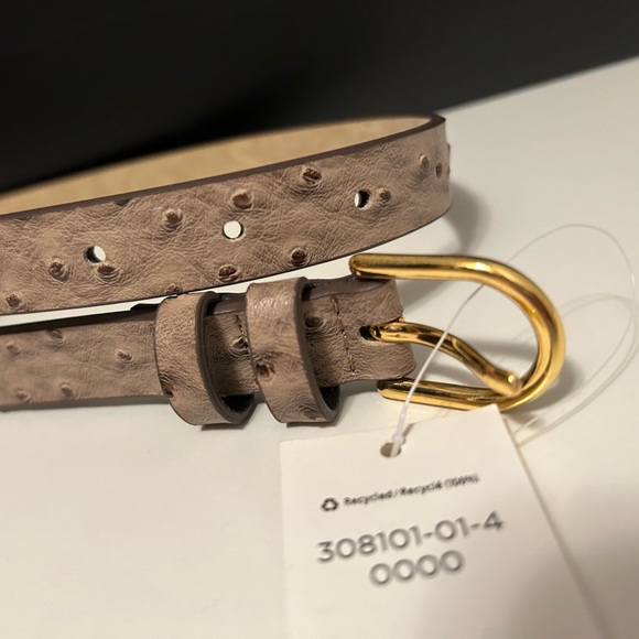 NWT Banana Republic Women's Ostrich Synthetic Leather Belt, XS, Gold Buckle - Picture 3 of 11